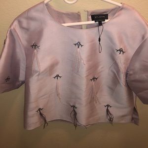 St John | Hand Beaded Feather Top